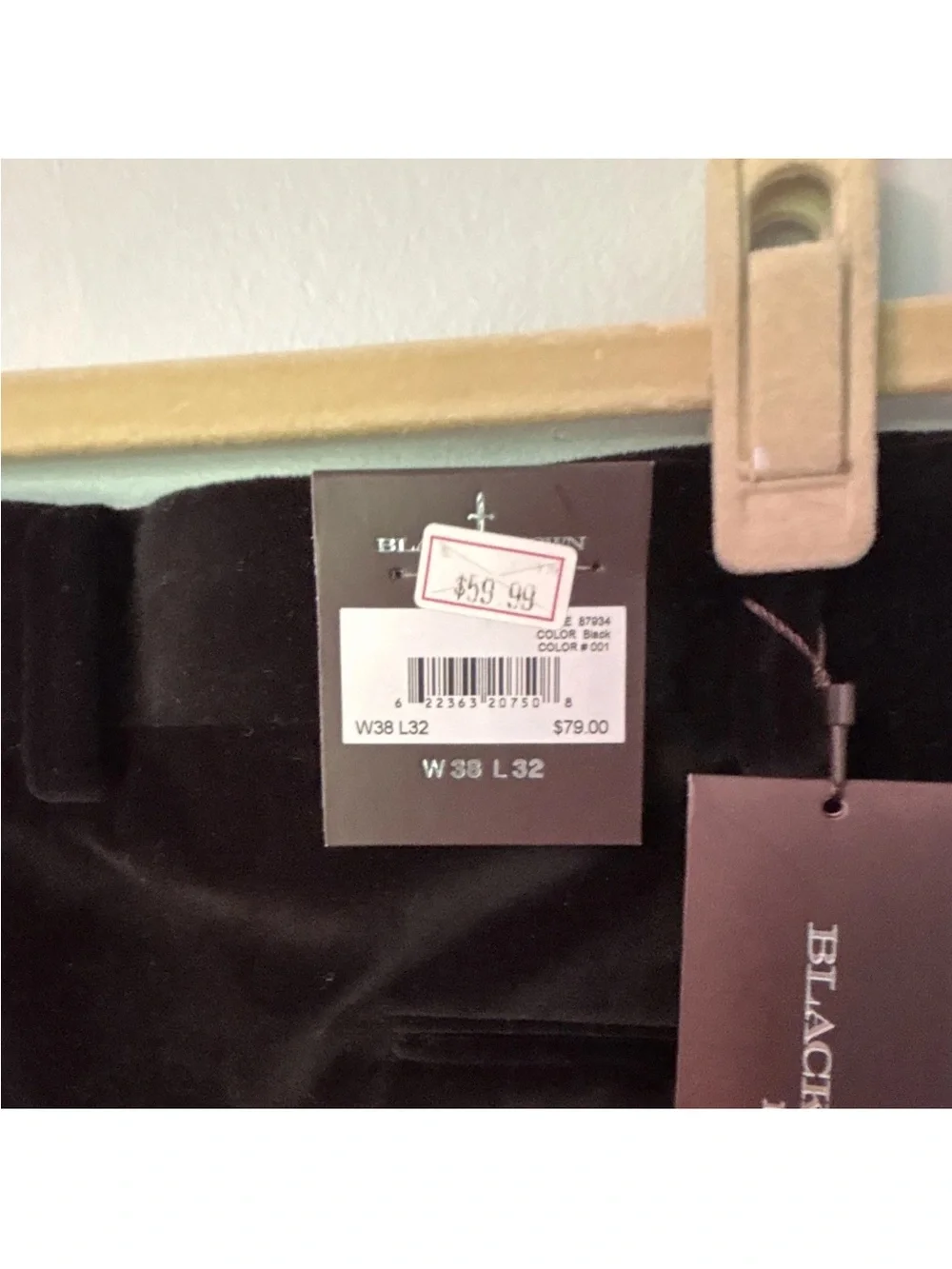 Black Brown 1826 Men's Dark Black Velour Pants
